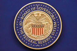 The Federal Reserve seal displayed during a news conference at the Federal Reserve Board Building in Washington, Sept. 17, 2025.