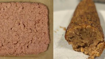 Taste testers preferred patties (left) and sausage-like links (right) made from fungi grown on carrot side streams.