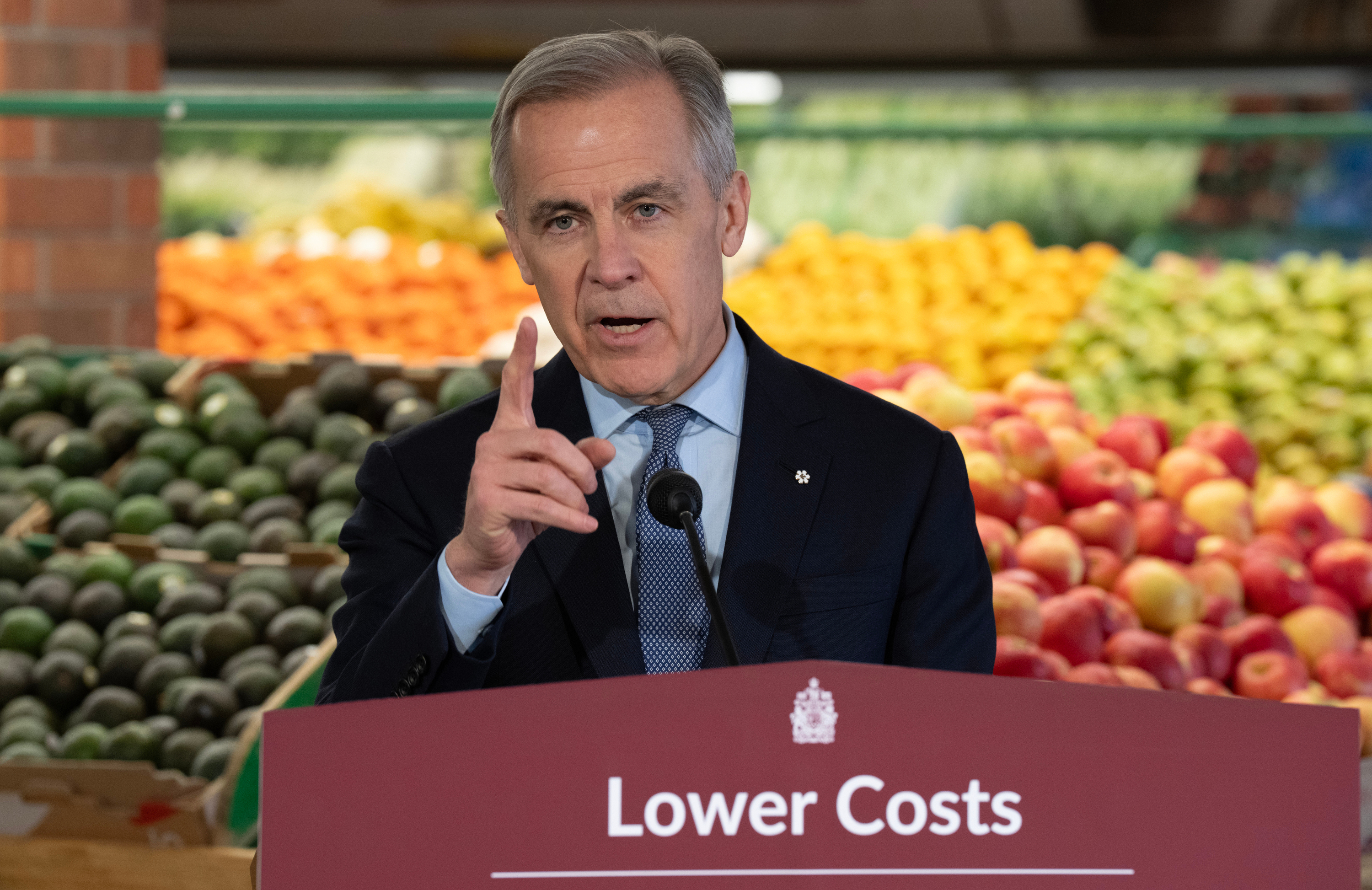 Canadian Prime Minister Mark Carney during an event at a grocery store in Ottawa, Jan. 26, 2026.
