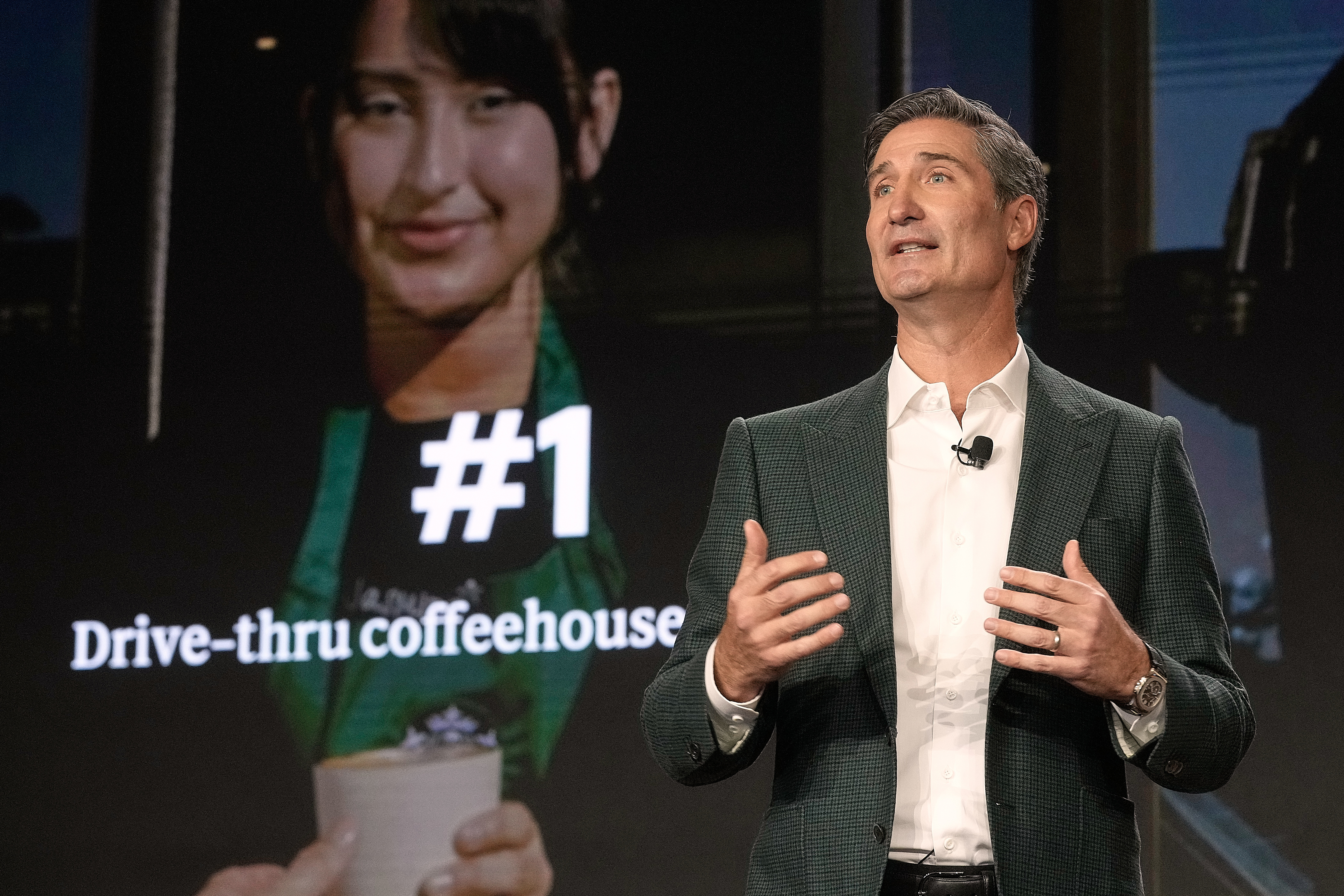 Starbucks Chairman and CEO Brian Niccol speaks during the Starbucks Investor Day event, New York, Jan. 29, 2026.
