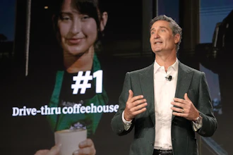 Starbucks Chairman and CEO Brian Niccol speaks during the Starbucks Investor Day event, New York, Jan. 29, 2026.