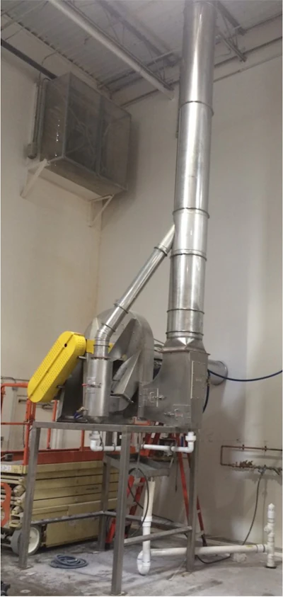 A RotoClone W dust extraction system from AAF International being intalled at an industrial facility.