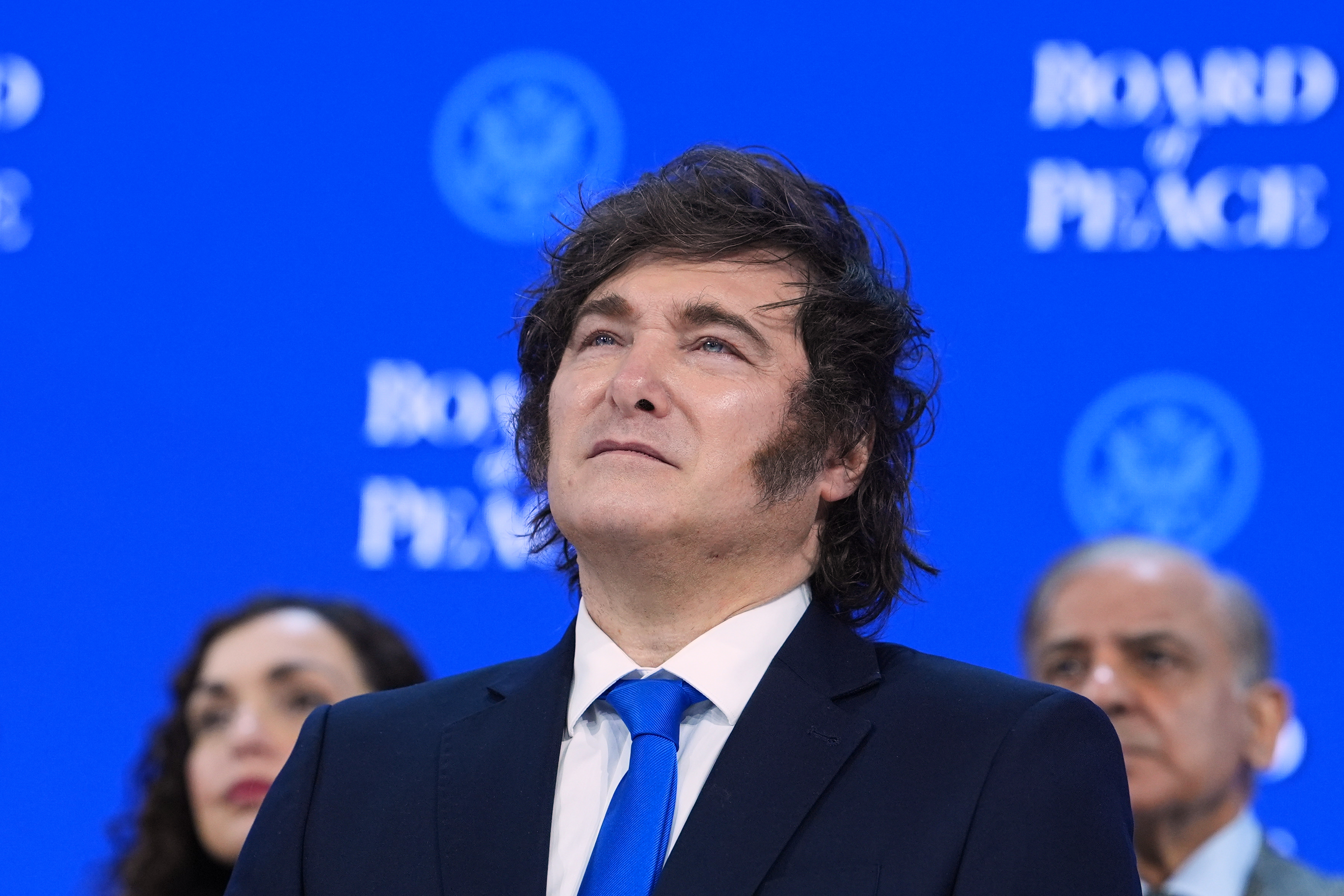 Argentina President Javier Milei at the annual meeting of the World Economic Forum, Davos, Switzerland, Jan. 22, 2026.