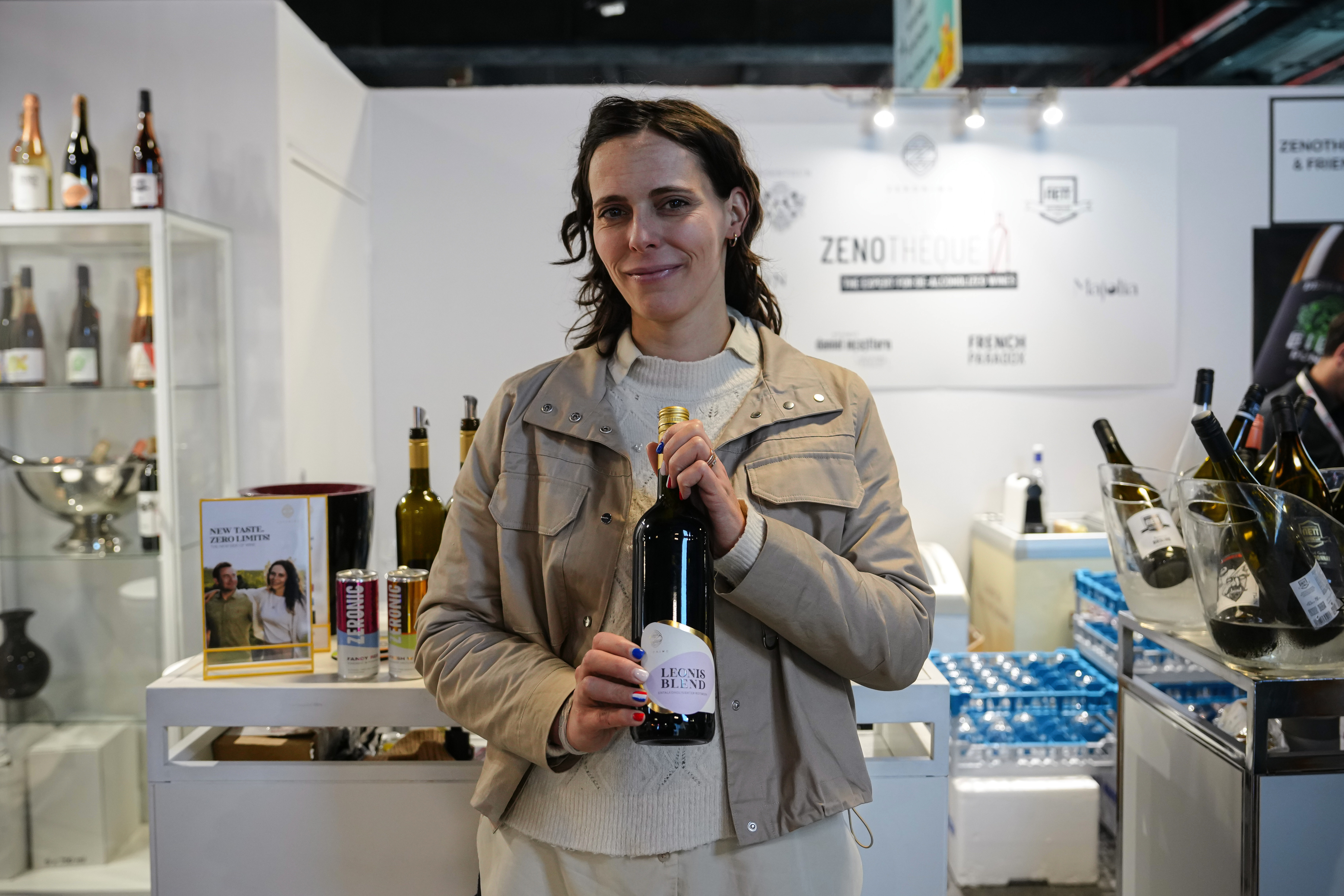 Katja Bernegger, founder of Zeronimo, during the Wine Paris 2026 fair at the Porte de Versailles exhibition center, Paris, Feb. 10, 2026.