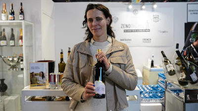 Katja Bernegger, founder of Zeronimo, during the Wine Paris 2026 fair at the Porte de Versailles exhibition center, Paris, Feb. 10, 2026.