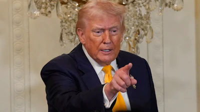 President Donald Trump during an event in the East Room of the White House, Feb. 18, 2026.