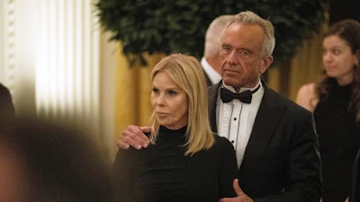 Health and Human Services Secretary Robert F. Kennedy Jr. and his wife Cheryl Hines during the National Governors Association dinner at the White House, Feb. 21, 2026.