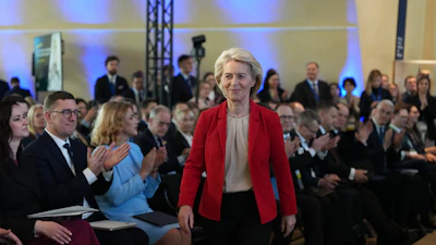 European Commission President Ursula von der Leyen before an address at EU headquarters, Brussels, Feb. 26, 2026.