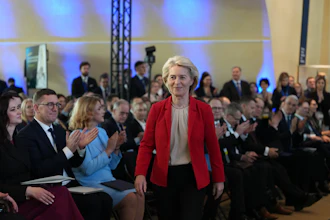European Commission President Ursula von der Leyen before an address at EU headquarters, Brussels, Feb. 26, 2026.