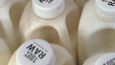 Bottles of raw milk at a store in Temecula, Calif., May 8, 2024.