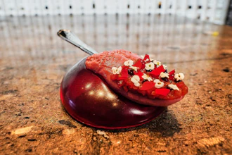 A dish named 'Tongue Kiss' served at restaurant Alchemist in Copenhagen, Feb. 11, 2026.