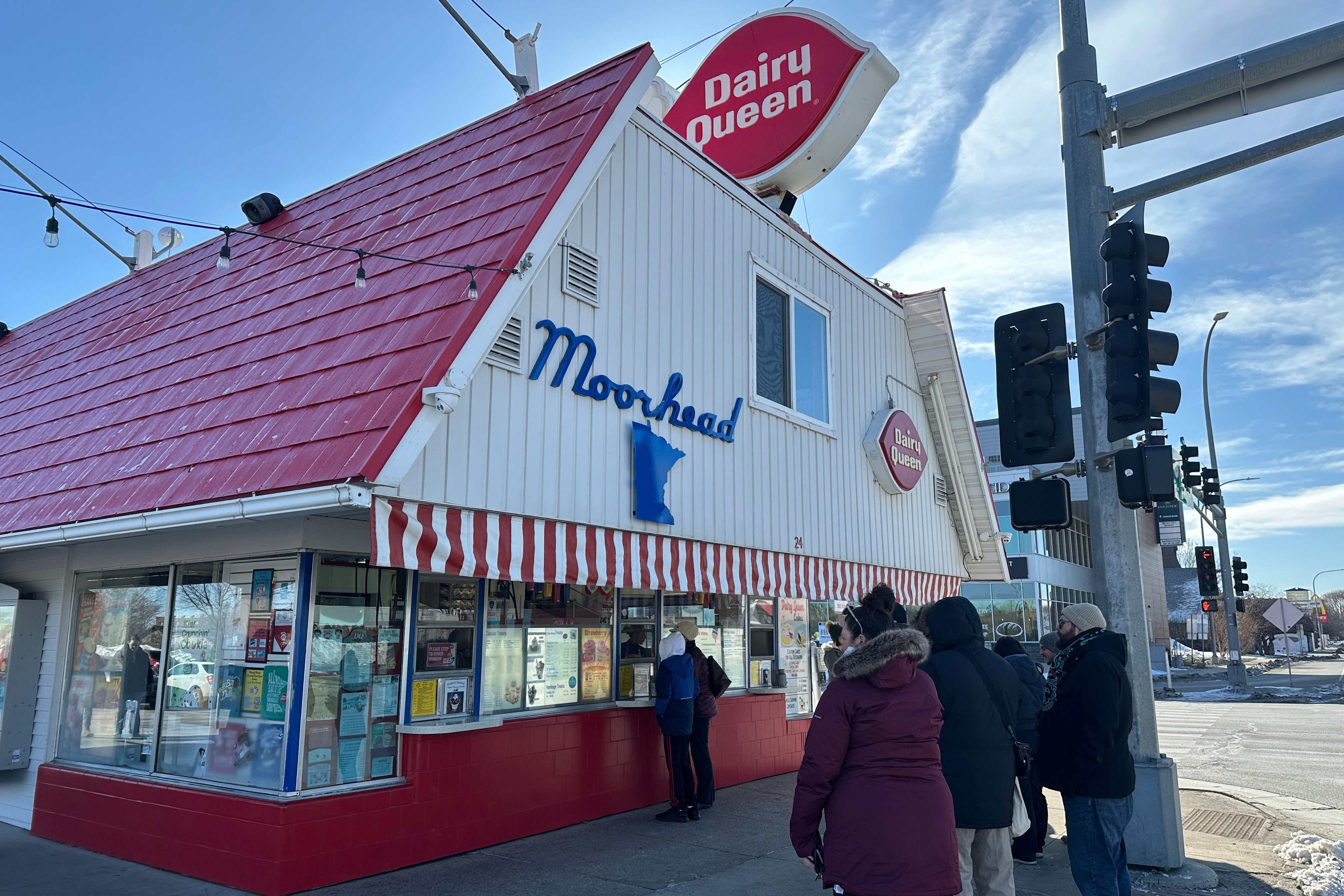 Customers wait to place their orders at the annual opening day of the Dairy Queen in Moorhead, Minn., March 1, 2026.