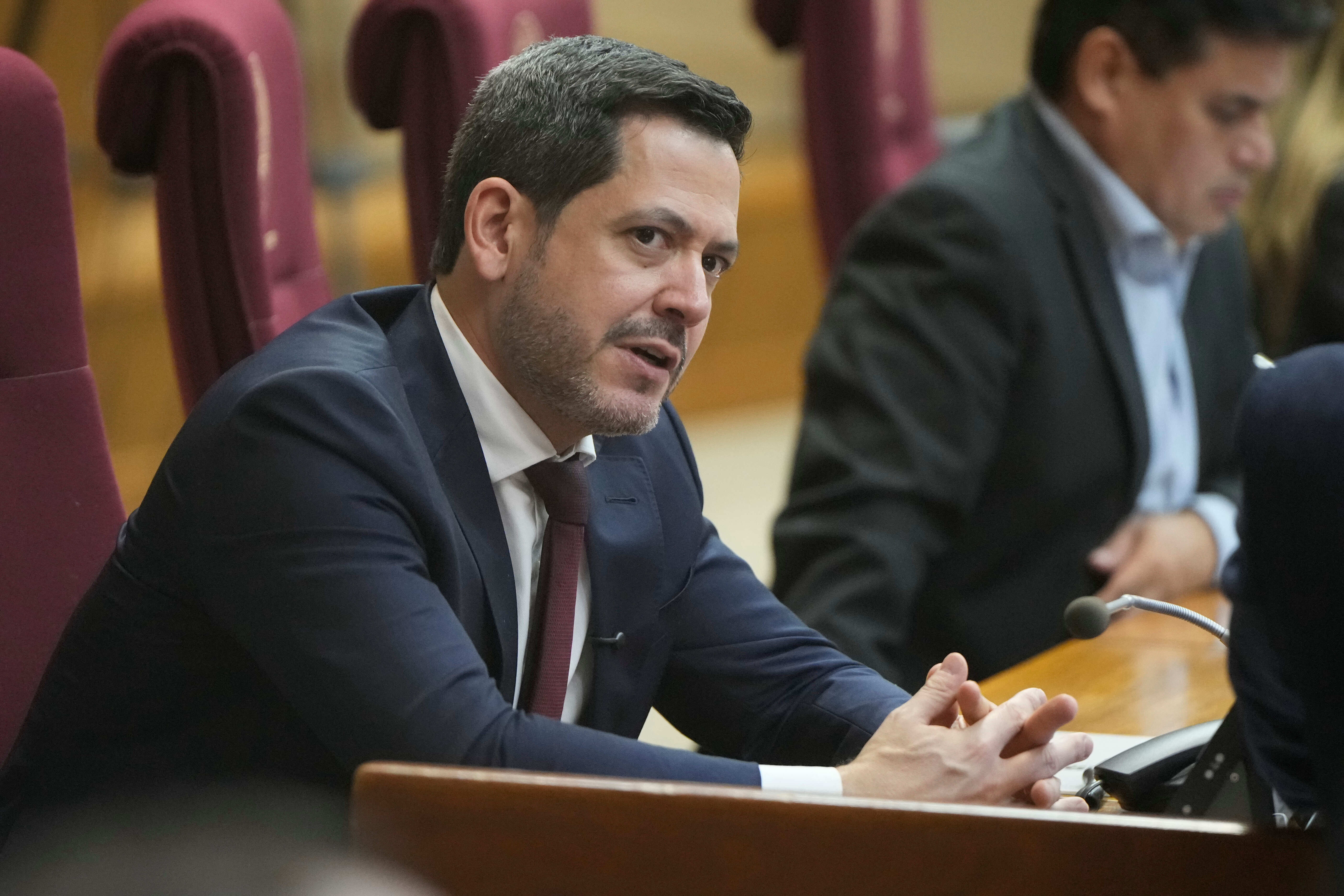 Chamber of Deputies President Raul Latorre votes in favor of a European Union-Mercosur trade agreement in Asuncion, Paraguay, March 17, 2026.