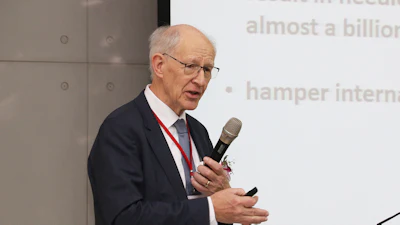 Huub Lelieveld speaks at the National Chung Hsing University in Taichung, Taiwan, in 2019.