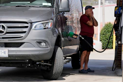 Ray Ruda fills his van at a gas station, March 25, 2026, Brentwood, Tenn.
