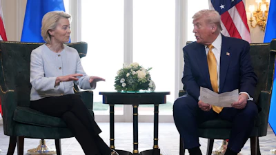 President Donald Trump and European Commission President Ursula von der Leyen at the Trump Turnberry golf course in Turnberry, Scotland, July 27, 2025.