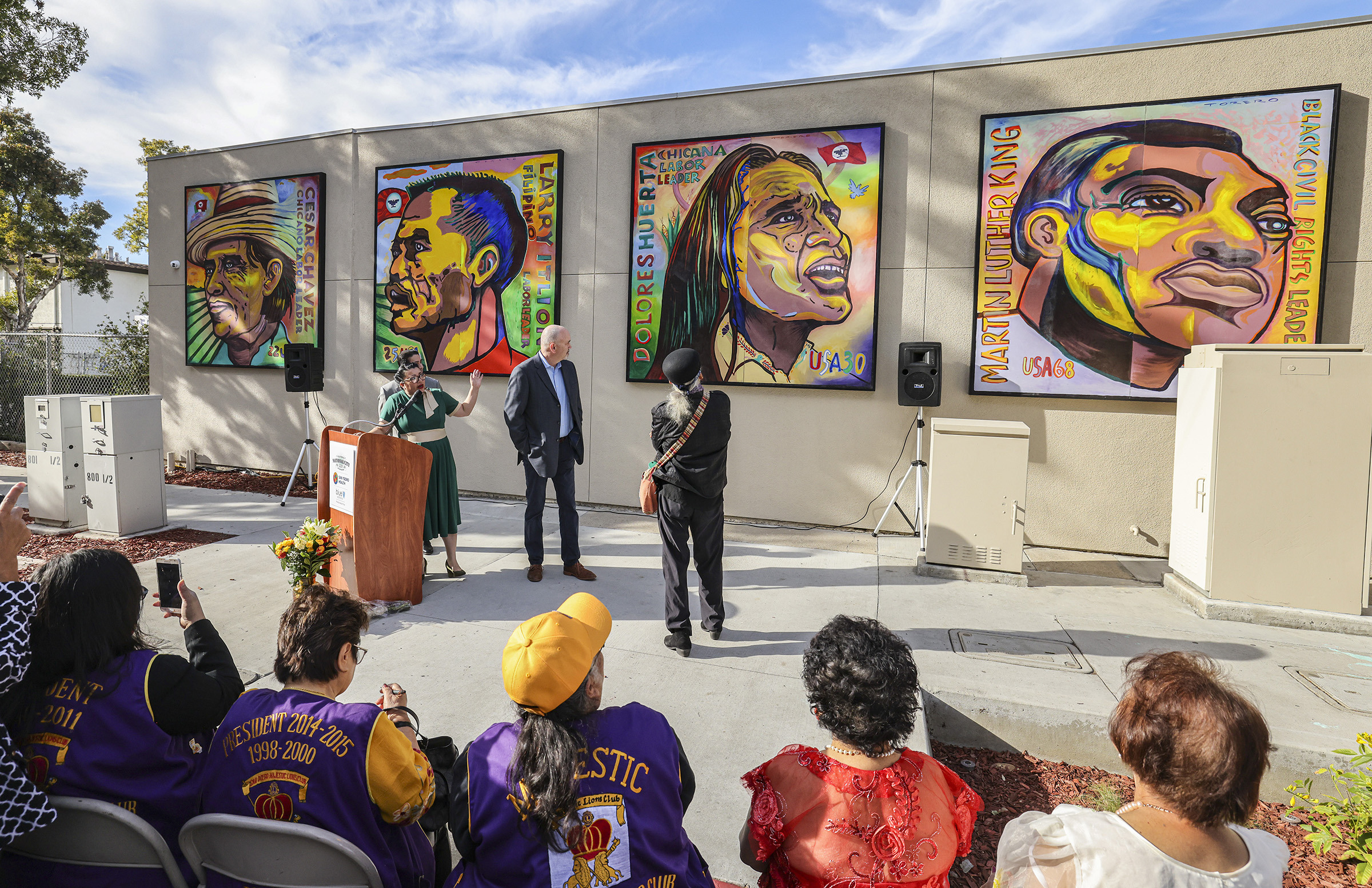 National City Mayor Alejandra Sotelo-Solis speaks during the dedication of a civil rights leaders mural at San Ysidro Health-South Bay health care clinic, Nov. 22, 2022, National City, Calif.