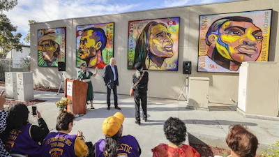 National City Mayor Alejandra Sotelo-Solis speaks during the dedication of a civil rights leaders mural at San Ysidro Health-South Bay health care clinic, Nov. 22, 2022, National City, Calif.