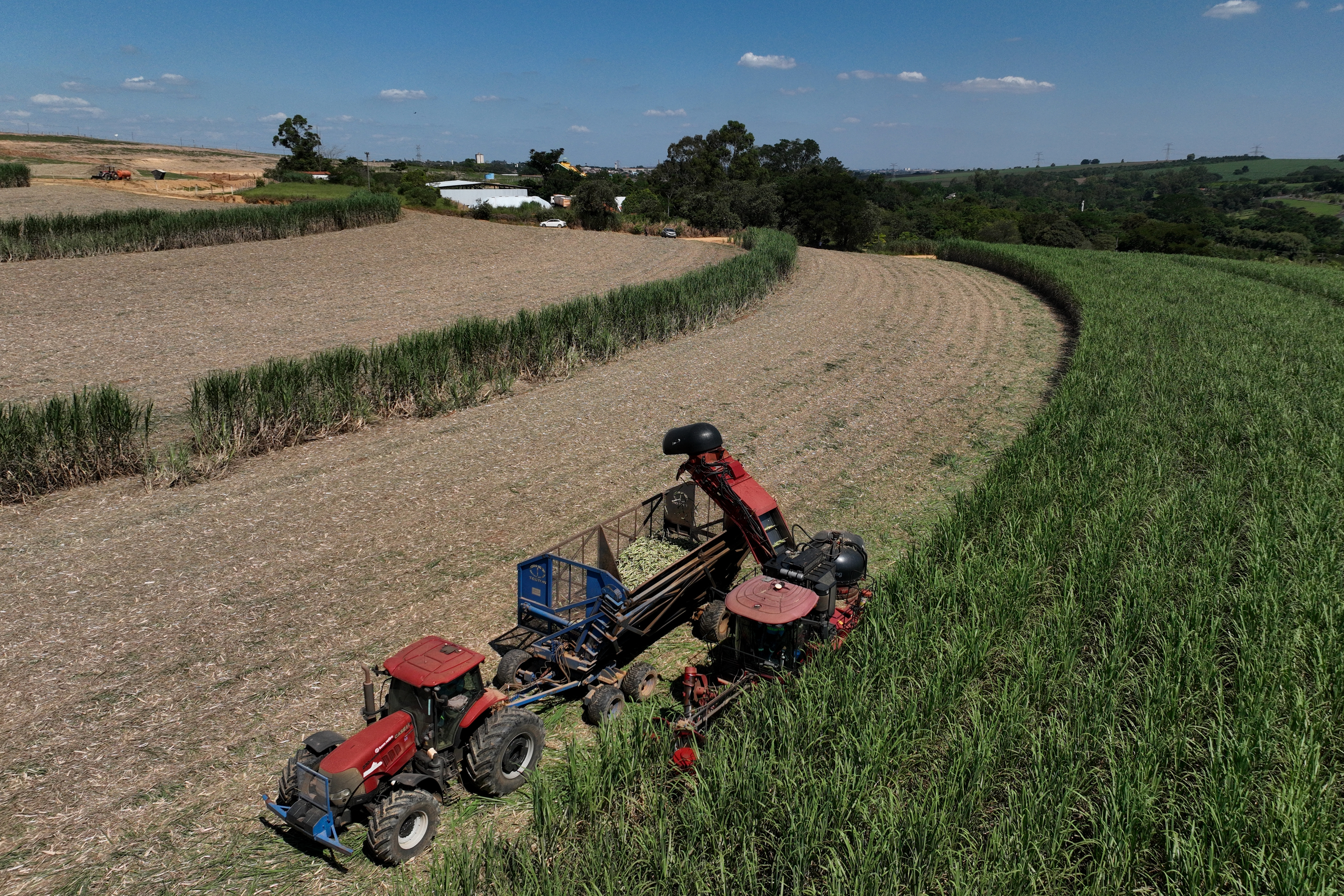 A tractor at Bom Retiro Farm, Artur Nogueira, Brazil, March 24, 2026.
