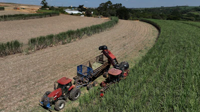 A tractor at Bom Retiro Farm, Artur Nogueira, Brazil, March 24, 2026.