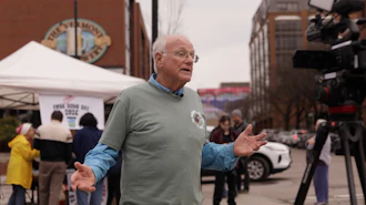 Ben and Jerry's co-founder Ben Cohen speaks during an interview about his 'Free the Cone Day' campaign, Burlington, Vt., April 14, 2026.
