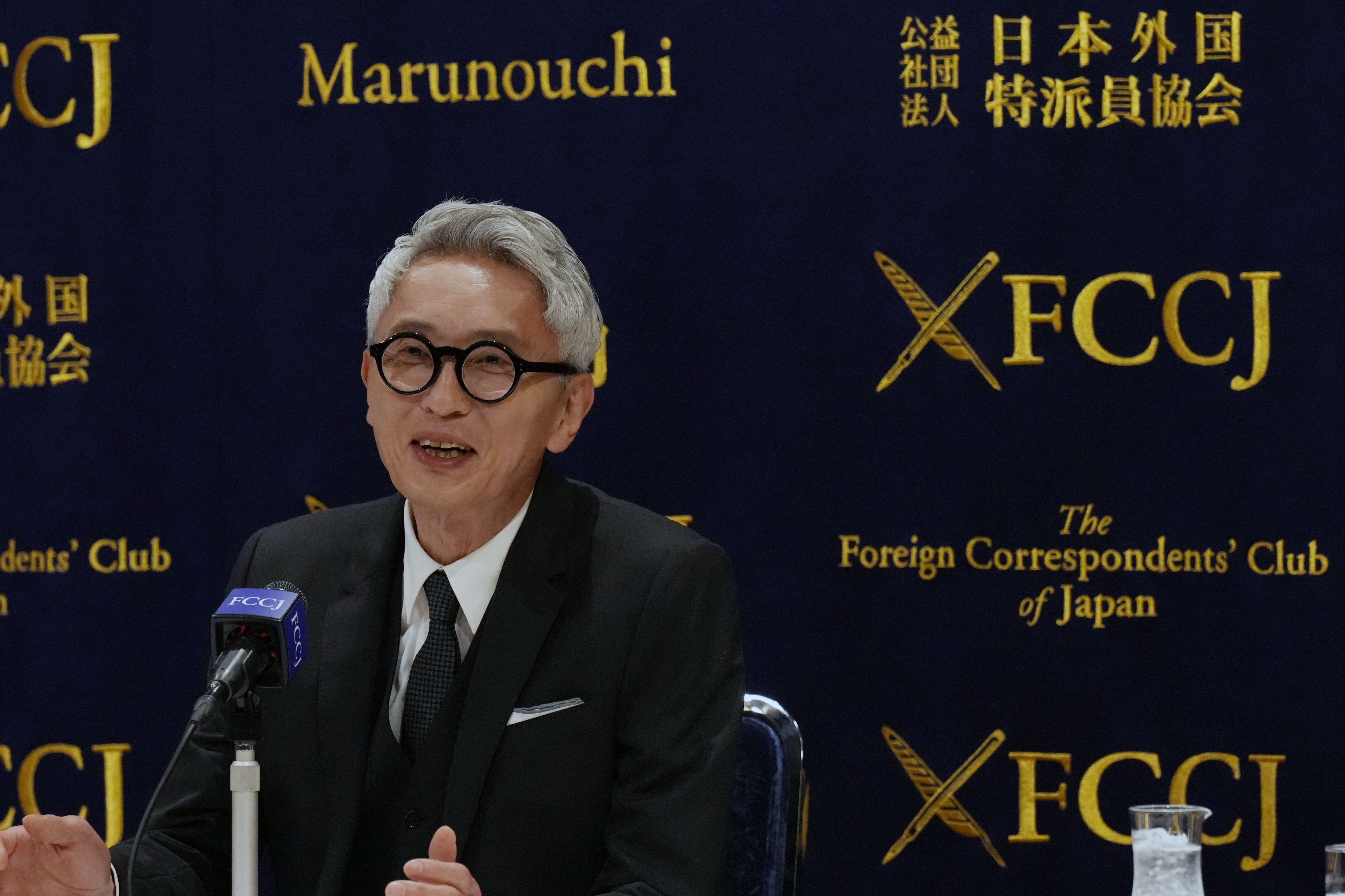 Japanese actor Yutaka Matsushige at a news conference in Tokyo, April 16, 2026.