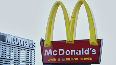 A McDonald's logo is shown at a restaurant in Warren, Mich., Tuesday, Sept. 2, 2025.