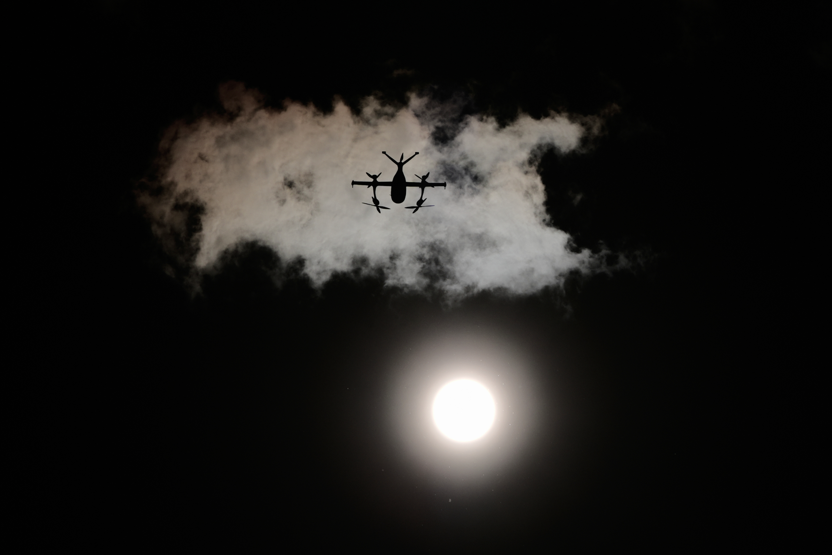 A drone operated by Zipline flies to make a delivery from a Walmart store in Pea Ridge, Ark., Friday, Sept. 26, 2025.