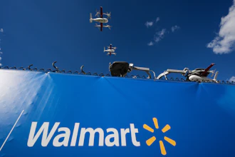 Drones operated by Zipline leave base to make deliveries from a Walmart store in Pea Ridge, Ark., Sept. 26, 2025.
