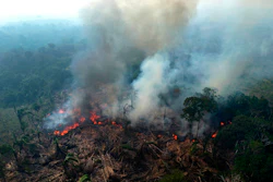 A wildfire burns in the Amazon, Manaquiri, Brazil, Sept. 6, 2023.