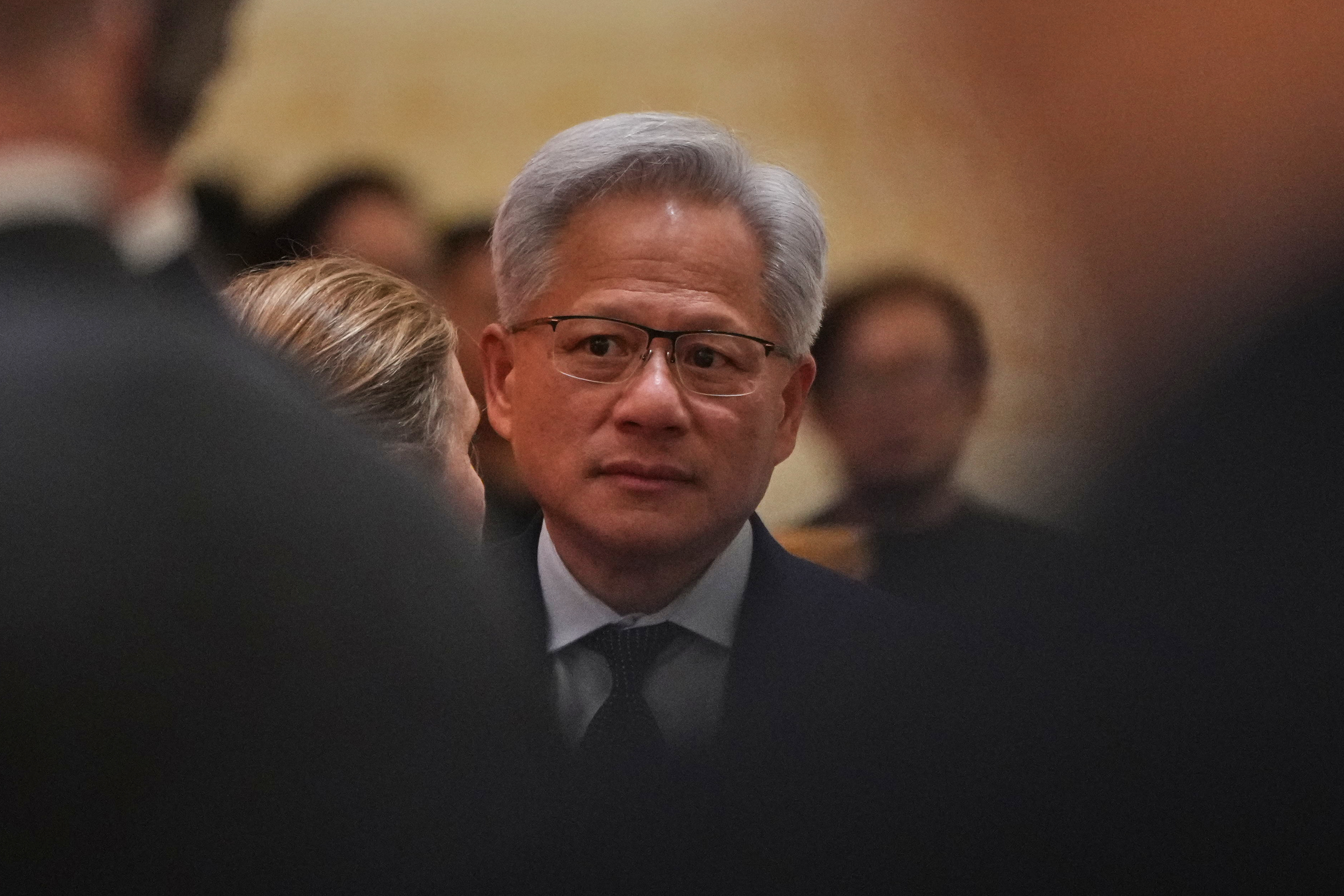 Nvidia CEO Jensen Huang prior to a state dinner with President Donald Trump and Chinese President Xi Jinping at the Great Hall of the People ,May 14, 2026, Beijing.