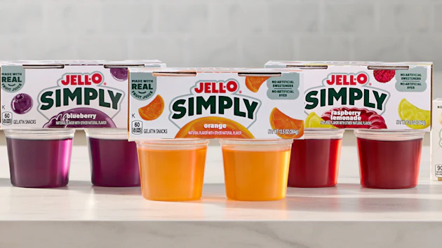 An undated photo showing a new line of Jell-O products.