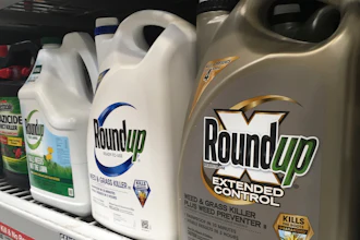 Containers of Roundup are displayed on a store shelf in San Francisco, Feb. 24, 2019.