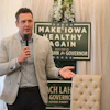 Zach Lahn, Republican candidate for Iowa governor, during a campaign event in Newton, Iowa, May 28, 2026.