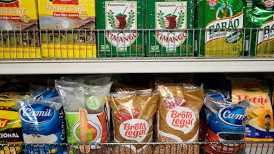 Goods imported from Brazil are displayed at Amazonia Brasil in Newark, N.J., Aug. 7, 2025.