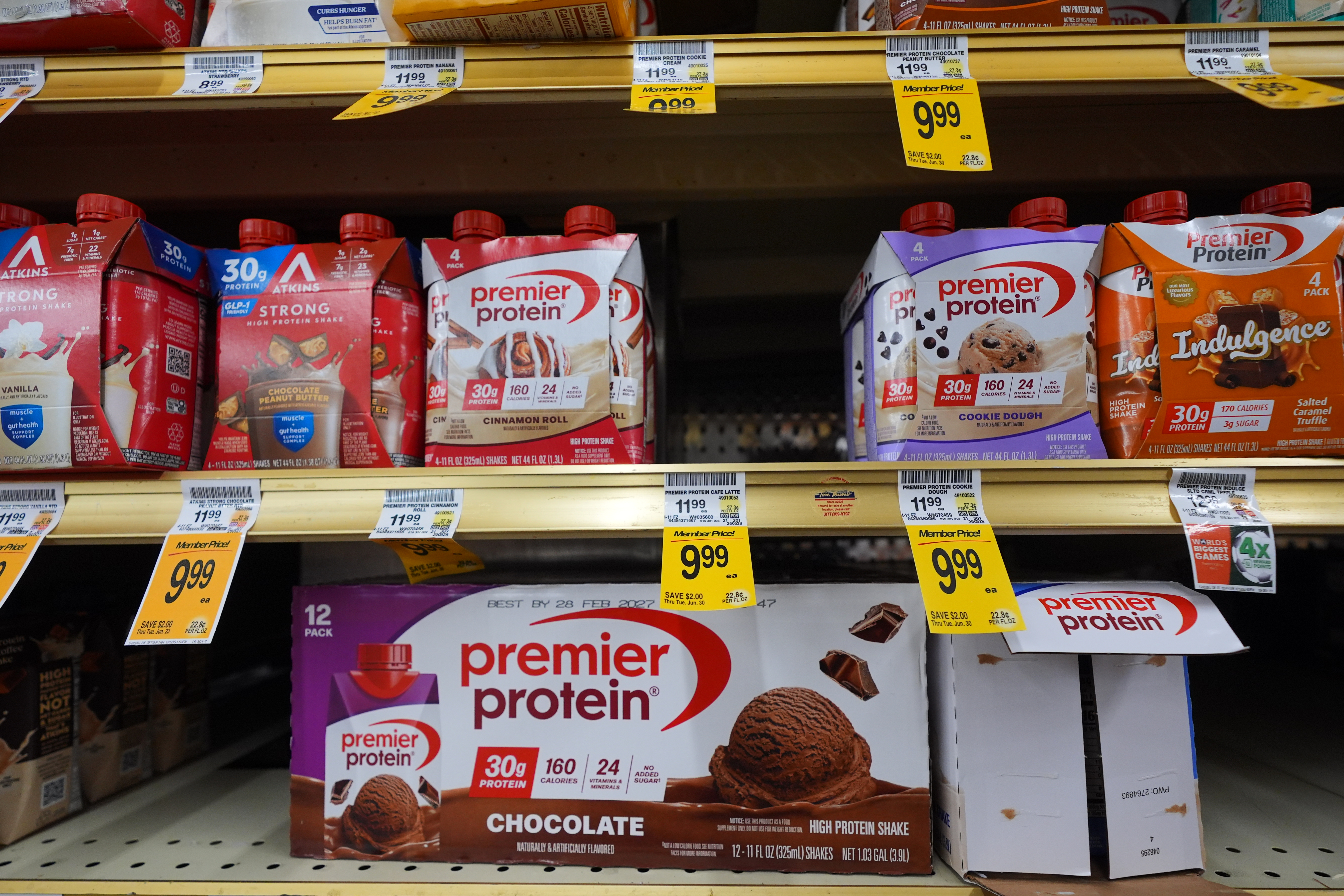 Protein products at a grocery store in Dallas, June 10, 2026.