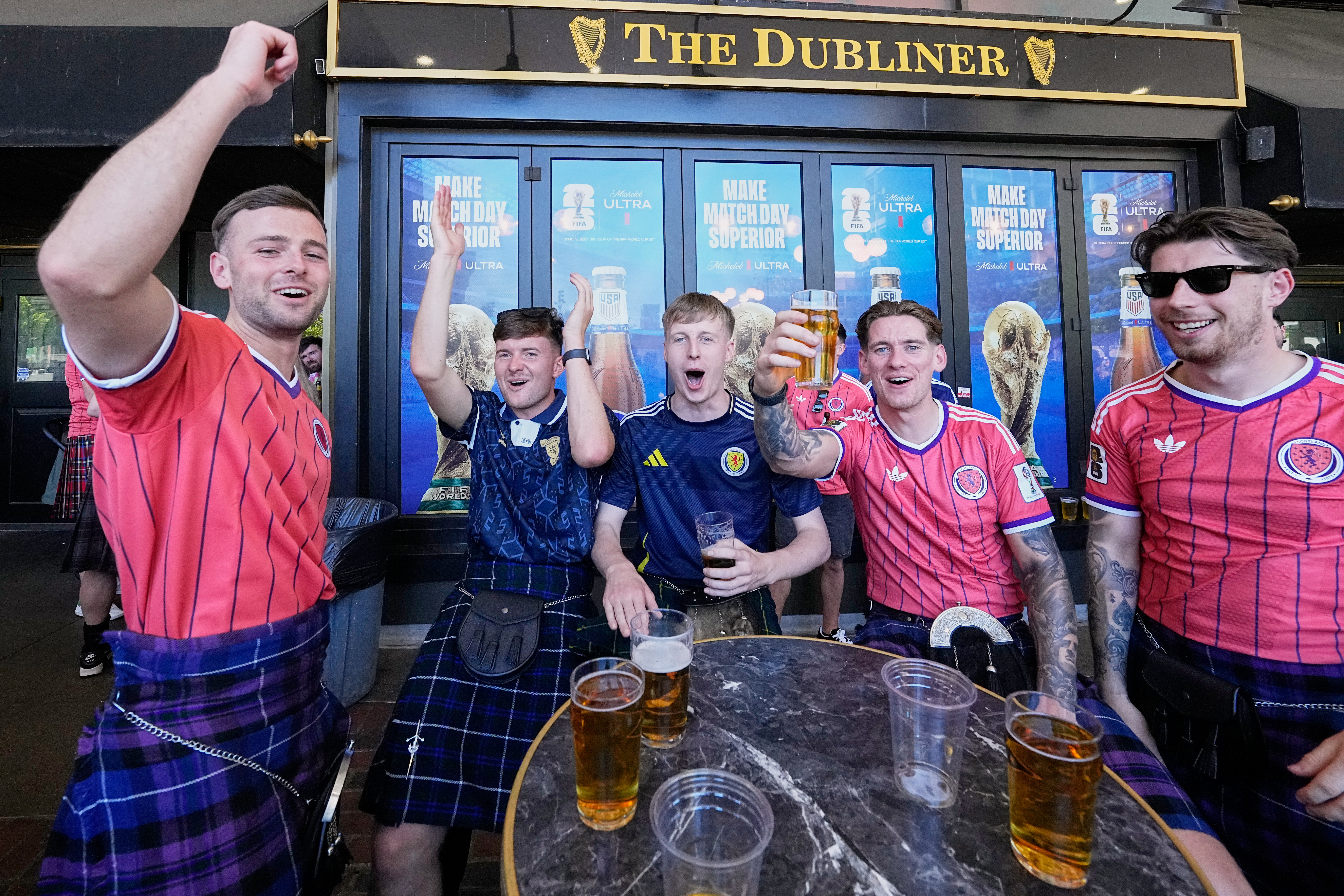 Scottish fans at a pub in Boston, June 13, 2026.