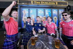 Scottish fans at a pub in Boston, June 13, 2026.