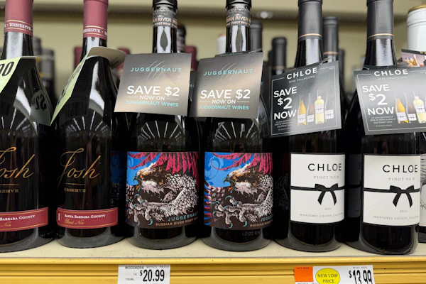 Josh Cellars Reserve, Juggernaut and Chloe wines at a grocery store in Concord, N.H., June 8, 2026.