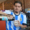 Sebastian Cufre, from Albuquerque, N.M., pours hot water over his cup of yerba mate at Cafe Corazon, Kansas City, Mo., June 15, 2026.