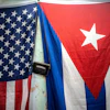 A U.S. and Cuban flag on a wall in Havana, Jan. 11, 2021.