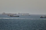 Tankers and cargo vessels in the Gulf of Oman, June 16, 2026.