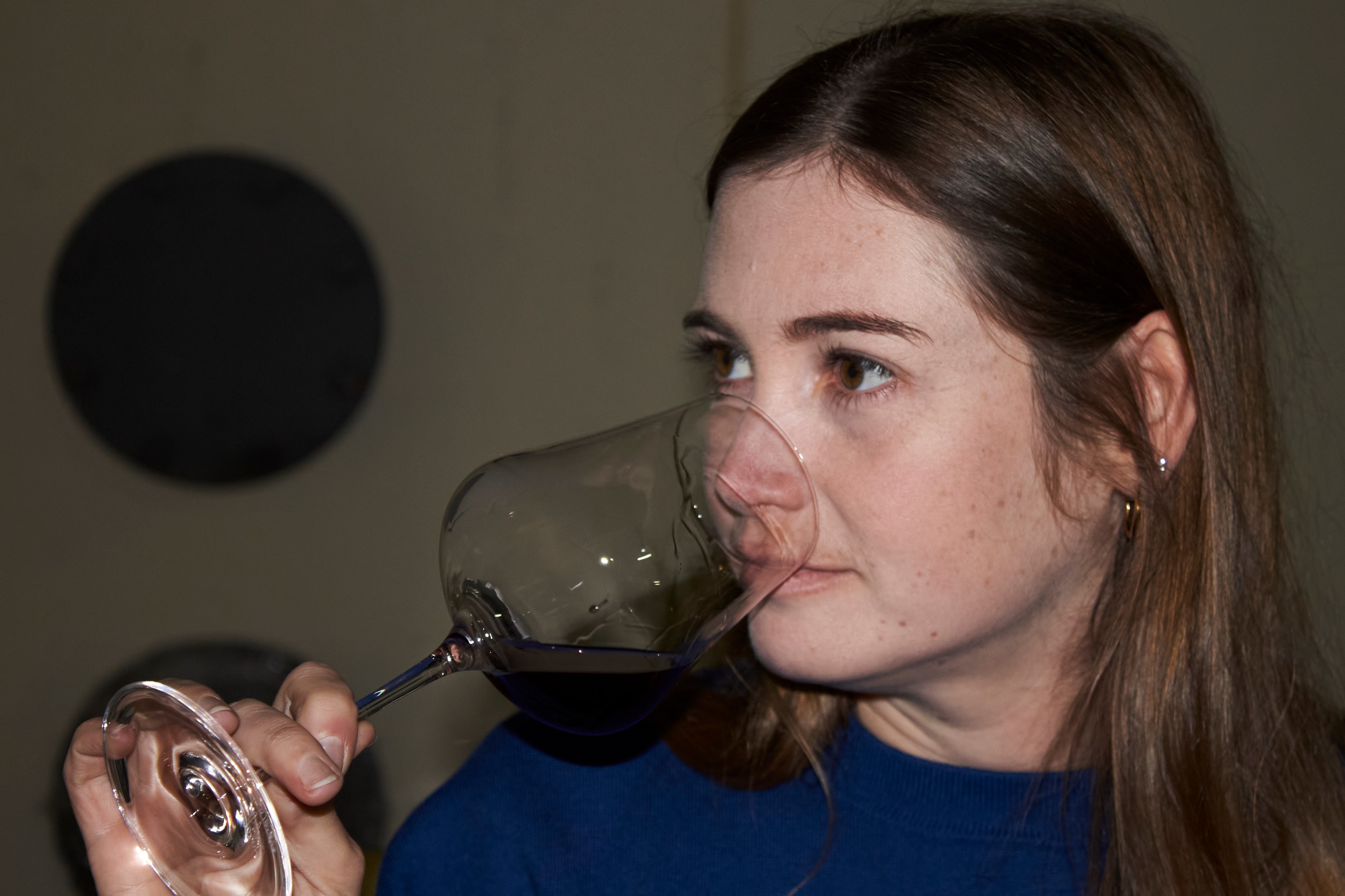 Natasha Jacka evaluates a glass of wine in Cape Town, South Africa, June 4, 2026.