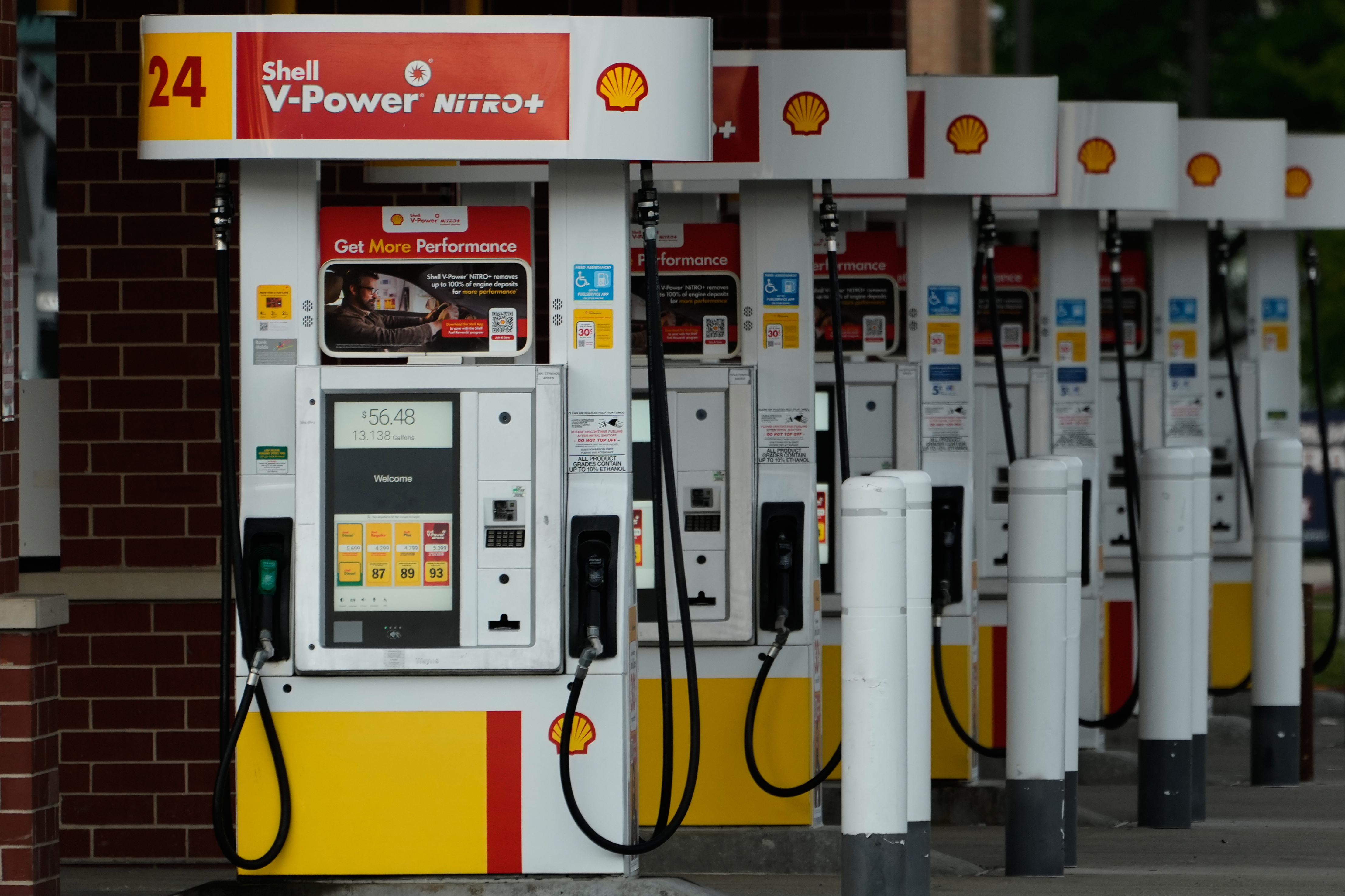Pumps at a gas station in Buffalo Grove, Ill., June 25, 2026.