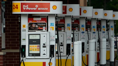 Pumps at a gas station in Buffalo Grove, Ill., June 25, 2026.
