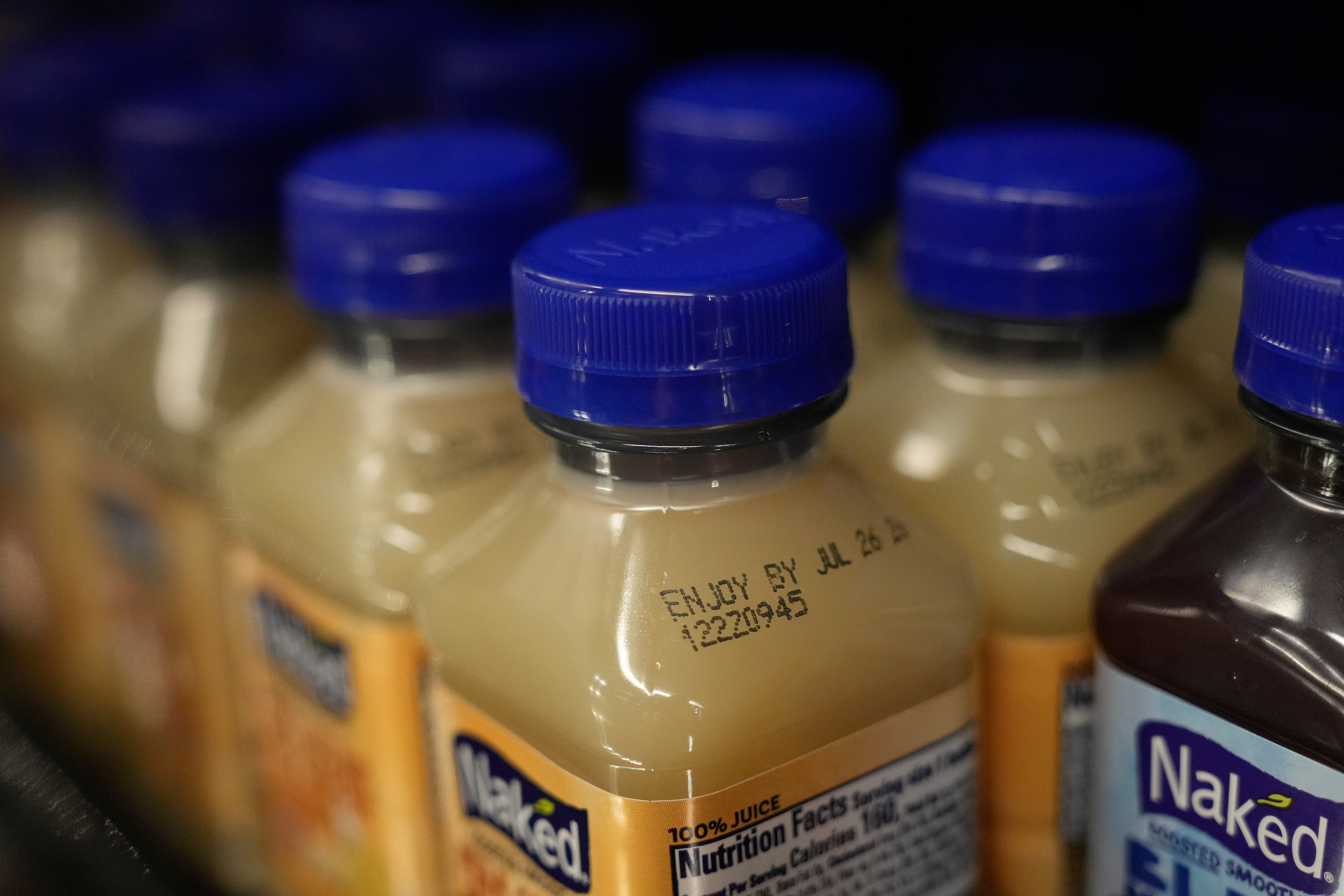 An Enjoy By date is stamped on a drink displayed at Park Plaza Fine Foods, June 30, 2026, San Francisco.