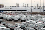 Jeep vehicles outside the Jefferson North Assembly Plant, Detroit, Feb. 26, 2019.