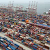 Shipping containers at the Guangzhou Port, Nansha district, China, April 17, 2025.