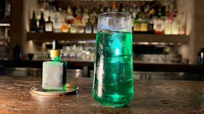 A spicy cocktail called Green Doctor, made with tomatillo, green apple, shiso and horseradish, shown in New York, June 23, 2026.