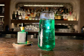 A spicy cocktail called Green Doctor, made with tomatillo, green apple, shiso and horseradish, shown in New York, June 23, 2026.